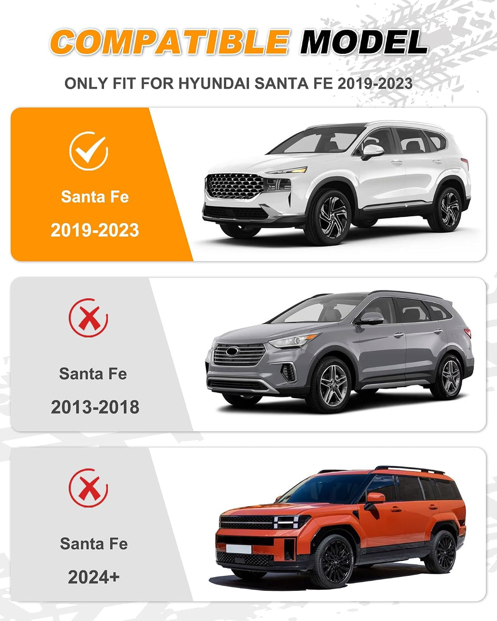 Upgraded Crossbar Fit for Hyundai Santa Fe 2019-2023 Anti-Theft Roof Rack Rail Cross Bars for Luggage Kayak Ski Bike Snowboard Skiboard Cargo Carrier 165lbs Capacity