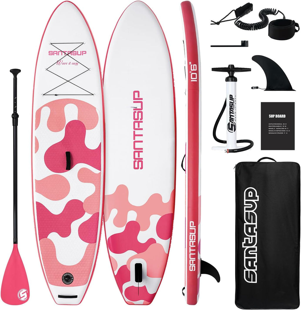 Inflatable Stand Up Paddle Board with SUP Accessories, Anti-Slip EVA Deck, 10'6'/11' Wide Stance Board, Sup Board for Adults & Youth of All Skill Levels Backpack