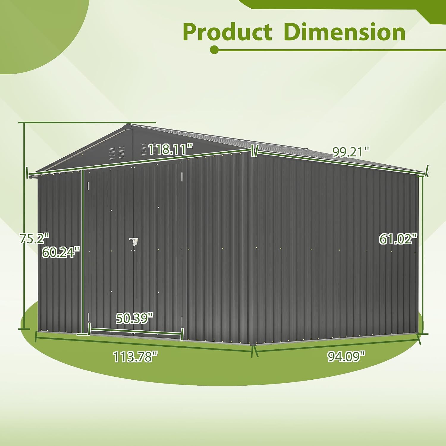 8x10 FT Outdoor Storage Shed, Metal Garden Shed with Frame Floor, Outside Tool Shed with Lockable Hinged Doors, Waterproof Storage Building with Sloped Roof for Backyard, Patio, Lawn, Black
