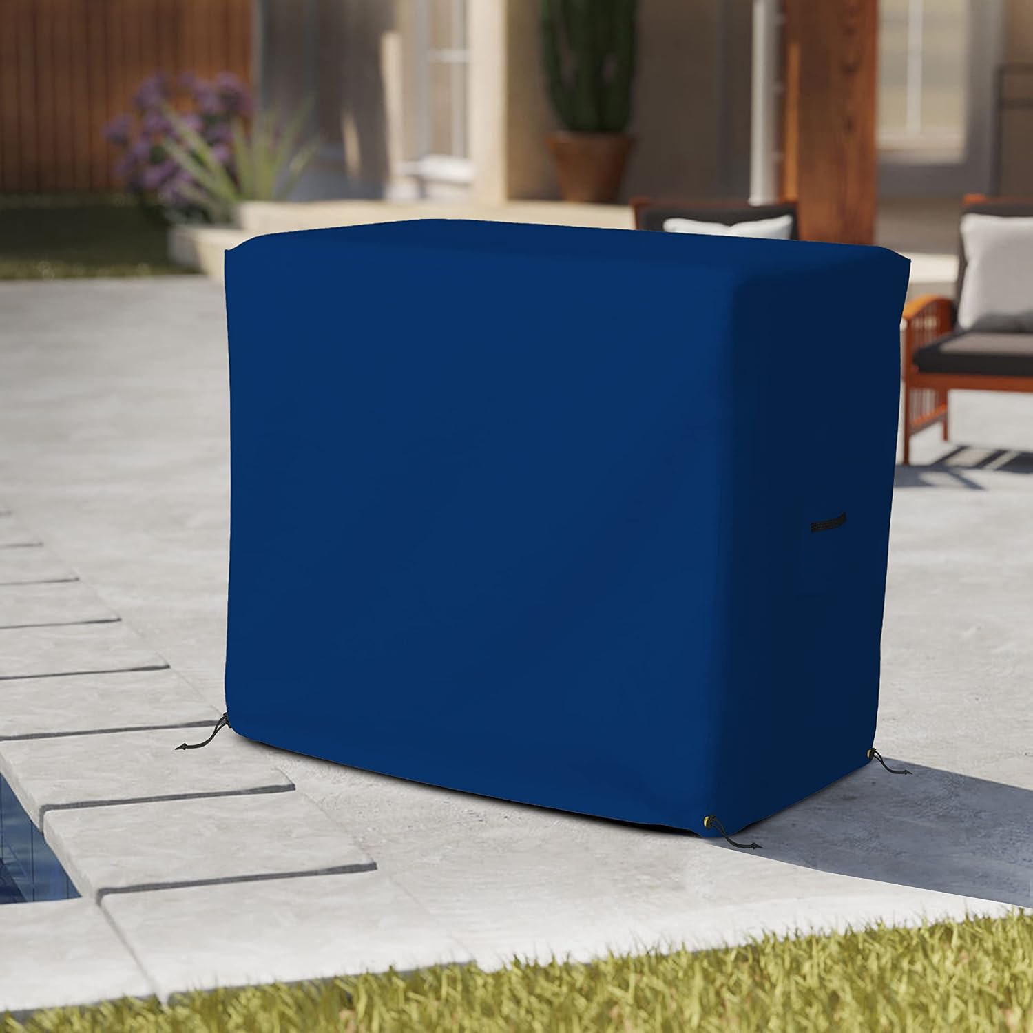 Bar Cart Cover 18 Oz Waterproof 100% Weather Resistant cart Cover with Air Pockets & Drawstring for Sung Fit (34'(H) x 50'(W) x 30'(D), Blue)