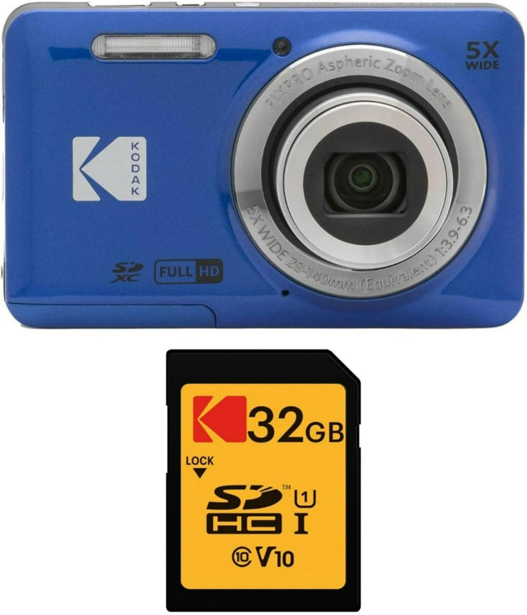 KODAK PIXPRO Friendly Zoom FZ53 Digital Camera (Blue) with 16GB Card Bundle