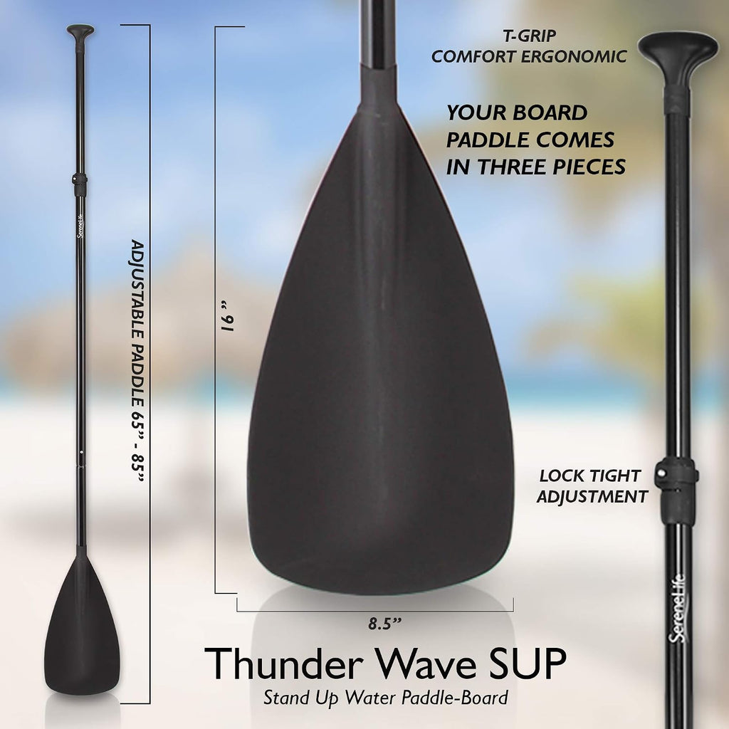 SereneLife Inflatable Stand Up Paddle Board with Premium SUP Accessories – Wide Stable Design with Non-Slip EVA Deck Pad for Adults and Youth of All Skill Levels, 350 lbs Capacity
