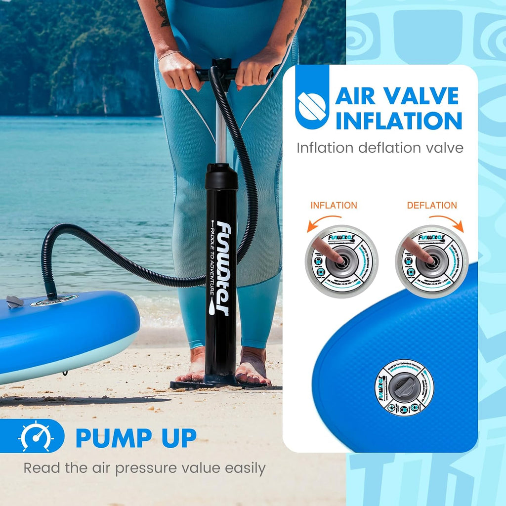 FunWater 8'/10'/10'6'/11'6' Inflatable Stand Up Paddle Board with Premium SUP Paddleboard Accessories, Wide Stable Anti-Slip EVA Deck,Paddle Boards for Adults & Youth of All Skill Levels