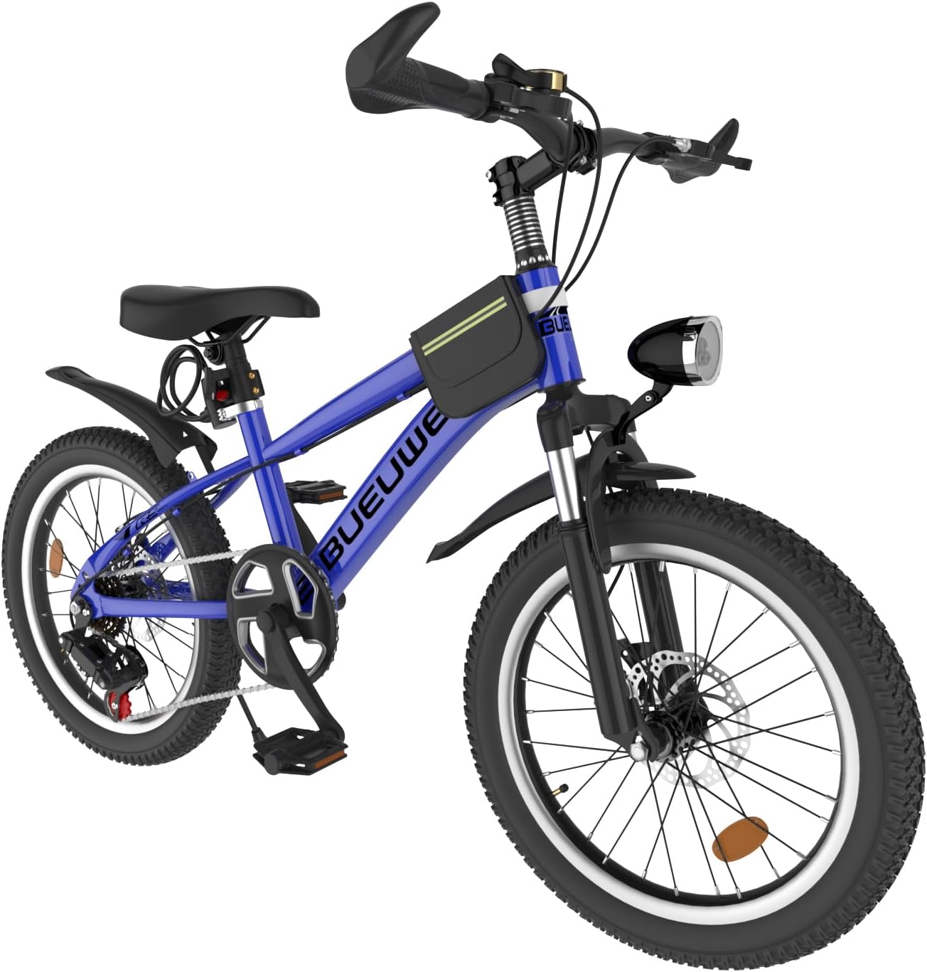 Kids Bike for Boys & Girls Ages 7–12, 20/24 Inch Mountain Bicycle with 7-Speed Gear, Dual Disc Brakes, Suspension Fork, LED Headlight – Youth Bike for Outdoor Riding