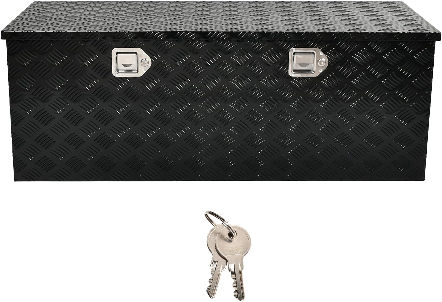 48''Inch Aluminum Truck Tool Box Truck Bed Toolbox Truck Trailer Chest Box Trailer Underbody Storage Organizer Waterproof Square Storage Organizer w/Lock & Keys Black(‎48' x19.5''x17.5'')