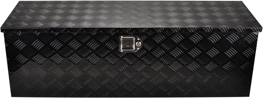 48''Inch Aluminum Truck Tool Box Truck Bed Toolbox Truck Trailer Chest Box Trailer Underbody Storage Organizer Waterproof Square Storage Organizer w/Lock & Keys Black(‎48' Lx15 Wx15 H)