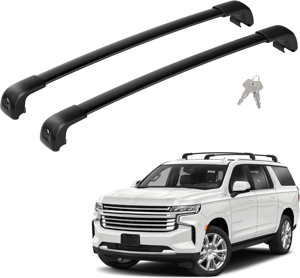 330LBS Lockable Roof Rack Cross Bars Fit for 2021 2022 2023 2024 2025 2026 Chevy Tahoe Suburban Yukon Escalade, Aluminum Crossbars Cargo Racks Rooftop Luggage Canoe Kayak