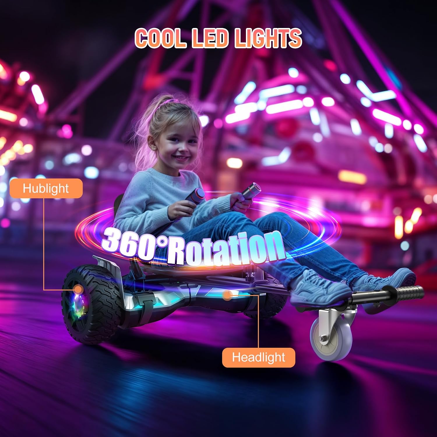 LIEAGLE Hoverboard, 6.5' Self Balancing Scooter Hover Board with Bluetooth Wheels LED Lights for Kids Adults