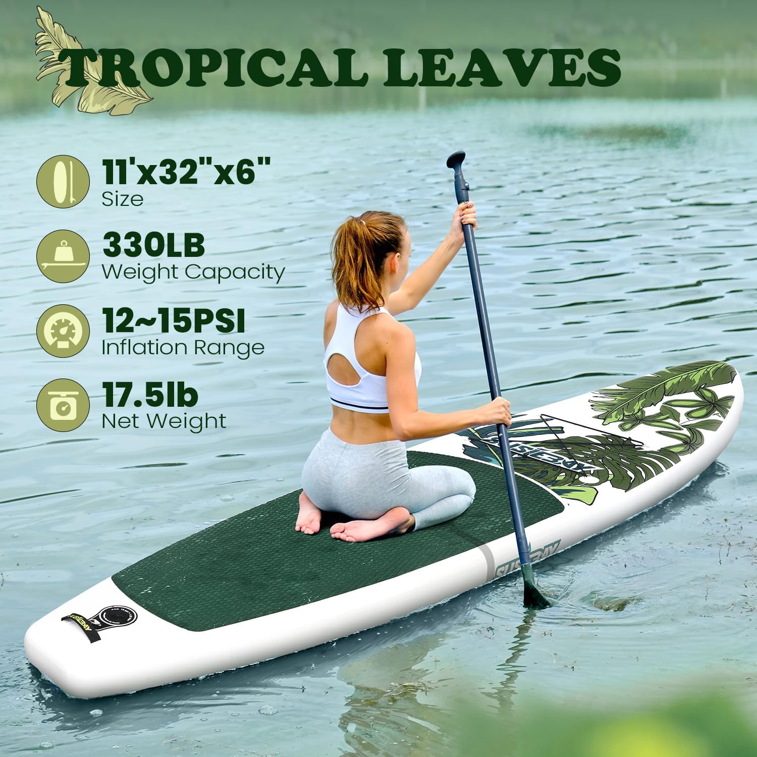 Inflatable Stand Up Paddle Board, 11ft 10'6' Paddle Board for Adults & Youth, Durable SUP Accessories with Non-Slip Deck, Dual Hand Pump,10L Dry Bag,108L Backpack