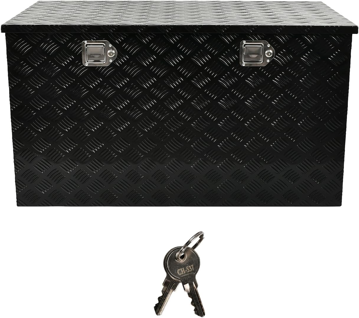 44''Inch Aluminum Truck Tool Box Truck Bed Toolbox Truck Trailer Chest Box Trailer Underbody Storage Organizer Waterproof Square Storage Organizer w/Lock & Keys Black(‎44' x24''x24'')
