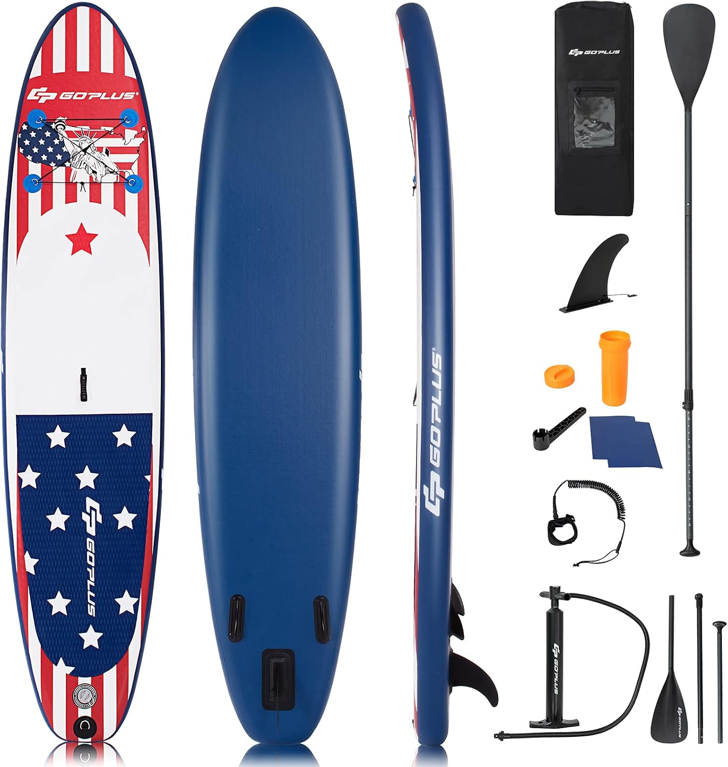 Goplus Inflatable Stand Up Paddle Board, 10FT/10.5FT/11FT SUP with Accessory Pack, Adjustable Paddle, Carry Bag, Fin, Hand Pump, Leash, Repair Kit