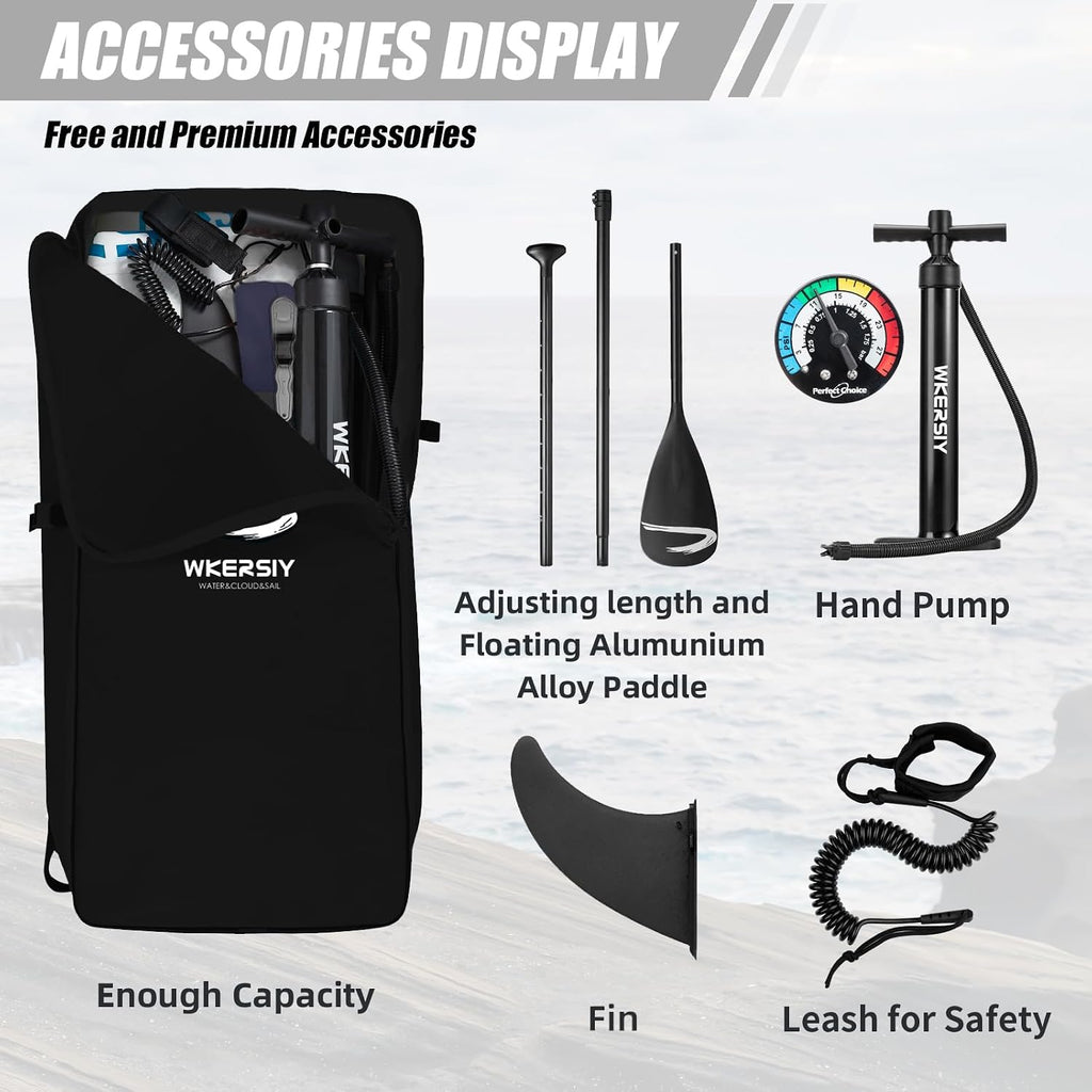 Inflatable Stand Up Paddle Board, 11ft(335cm) Multi-Functional SUP Board with Inflatable Paddle Board Accessories Suitable for Paddling, Yoga on Water, Surfing, Kayaking
