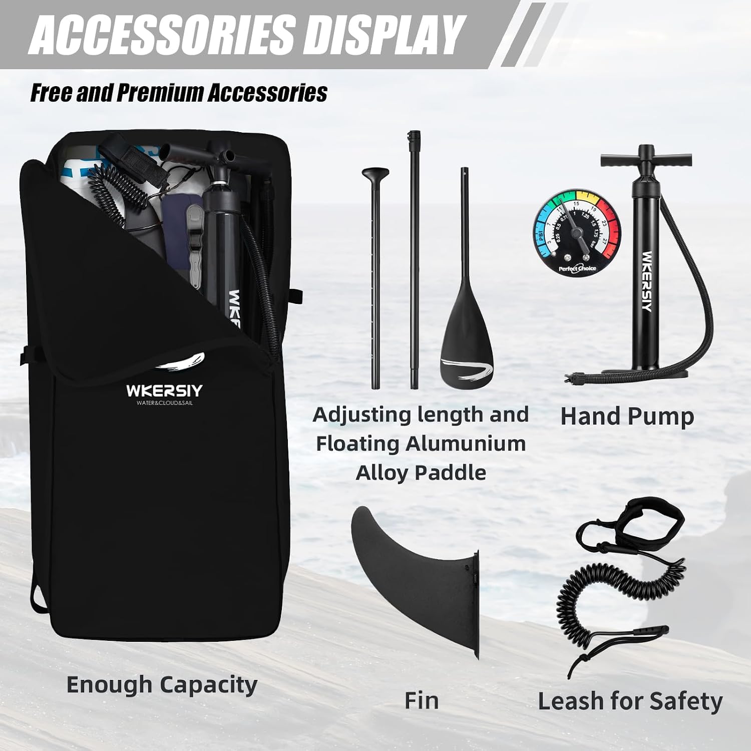 Inflatable Stand Up Paddle Board, 11ft(335cm) Multi-Functional SUP Board with Inflatable Paddle Board Accessories Suitable for Paddling, Yoga on Water, Surfing, Kayaking