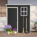 JT 5 x 3 FT Resin Outdoor Shed, Waterproof Storage Shed with Floor, Lockable Door, and Window, Garden Sheds for Backyard, Lawn, Tools (Black)