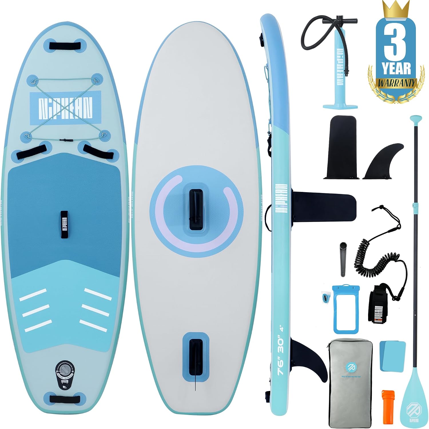 Niphean（Ultra-Light） Inflatable Paddle Board with StabilTrac Fin and Durable SUP Accessories, 10' Stand Up Paddle Boards for Adults & Youth, Versatile Yoga Paddle Board, Gift Ideas
