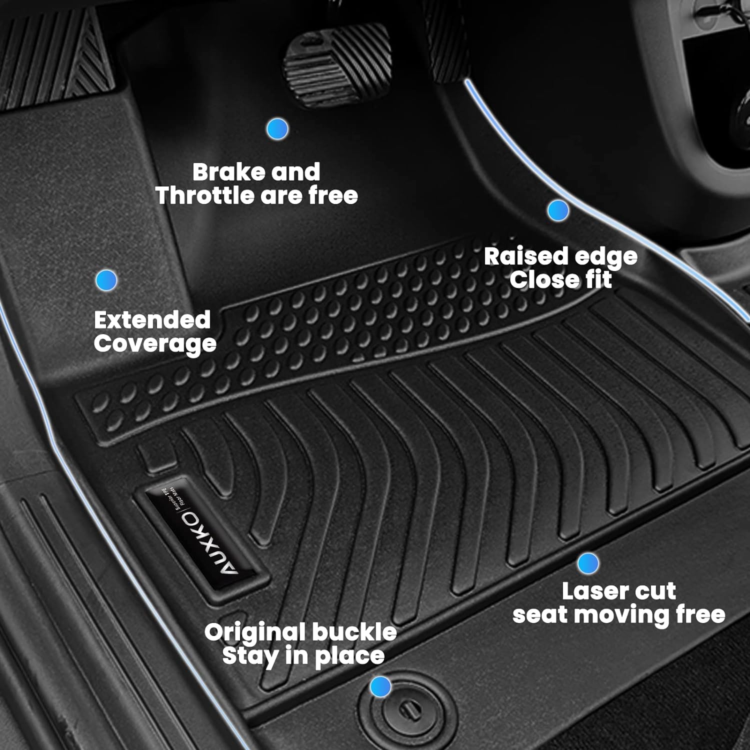 Auxko All Weather Floor Mats Cargo Mat with Backrest Mat for Hyundai Ioniq 5 Limited Movable Center Console 2022-2024 TPE Liners Accessories Guard Odorless Anti-Slip Floor Liners & Trunk Liner
