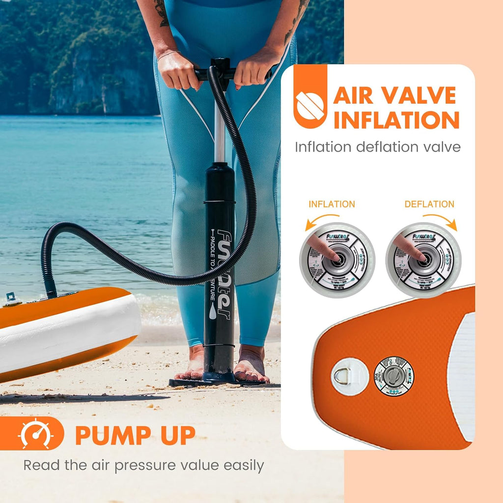 FunWater 8'/10'/10'6'/11'6' Inflatable Stand Up Paddle Board with Premium SUP Paddleboard Accessories, Wide Stable Anti-Slip EVA Deck,Paddle Boards for Adults & Youth of All Skill Levels