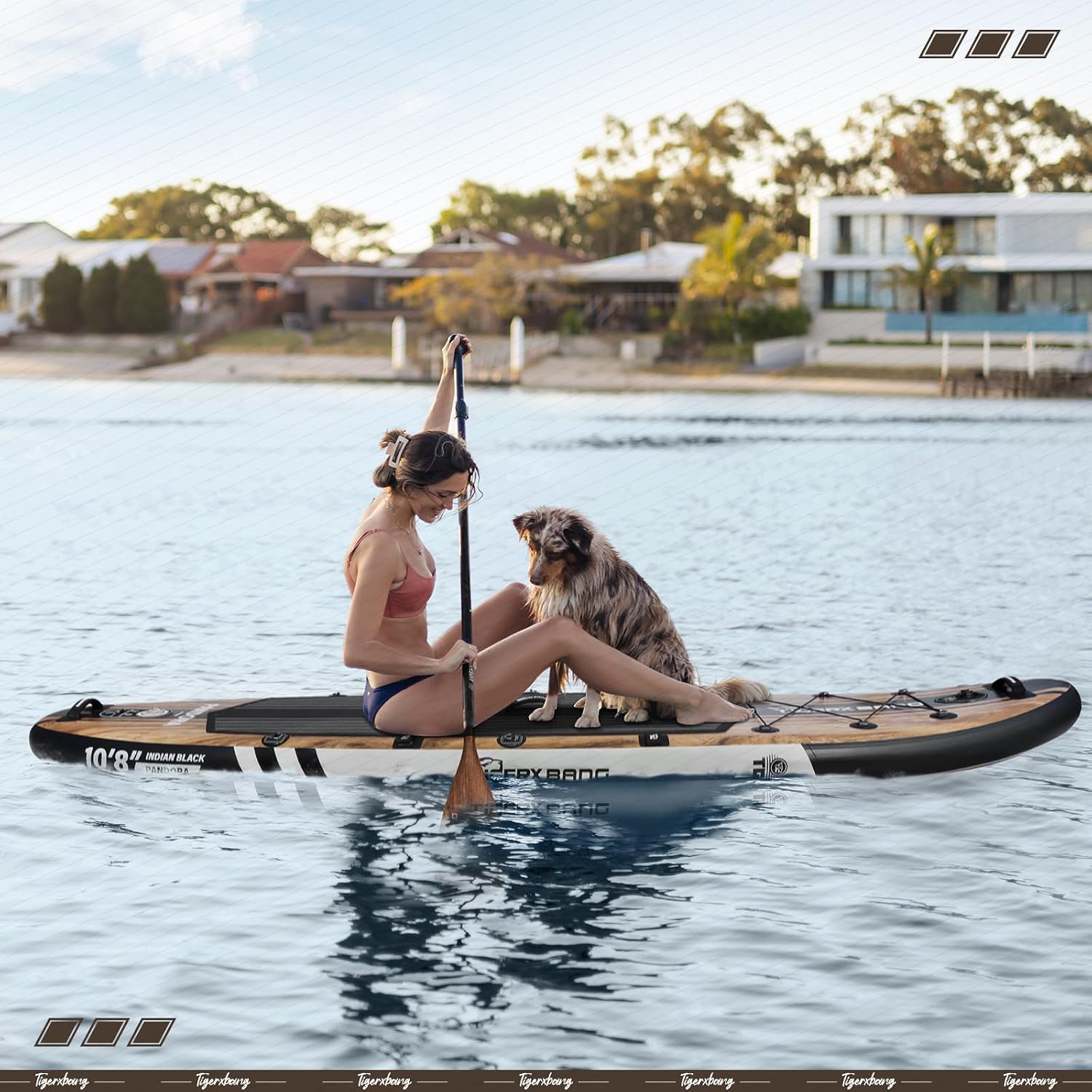 TIGERXBANG Paddle Board, 10.8' Stand Up Paddle Board with Premium Complete Inflatable SUP Accessories, Extra Wide Paddleboards for Adults & Kids-Pandora Collection