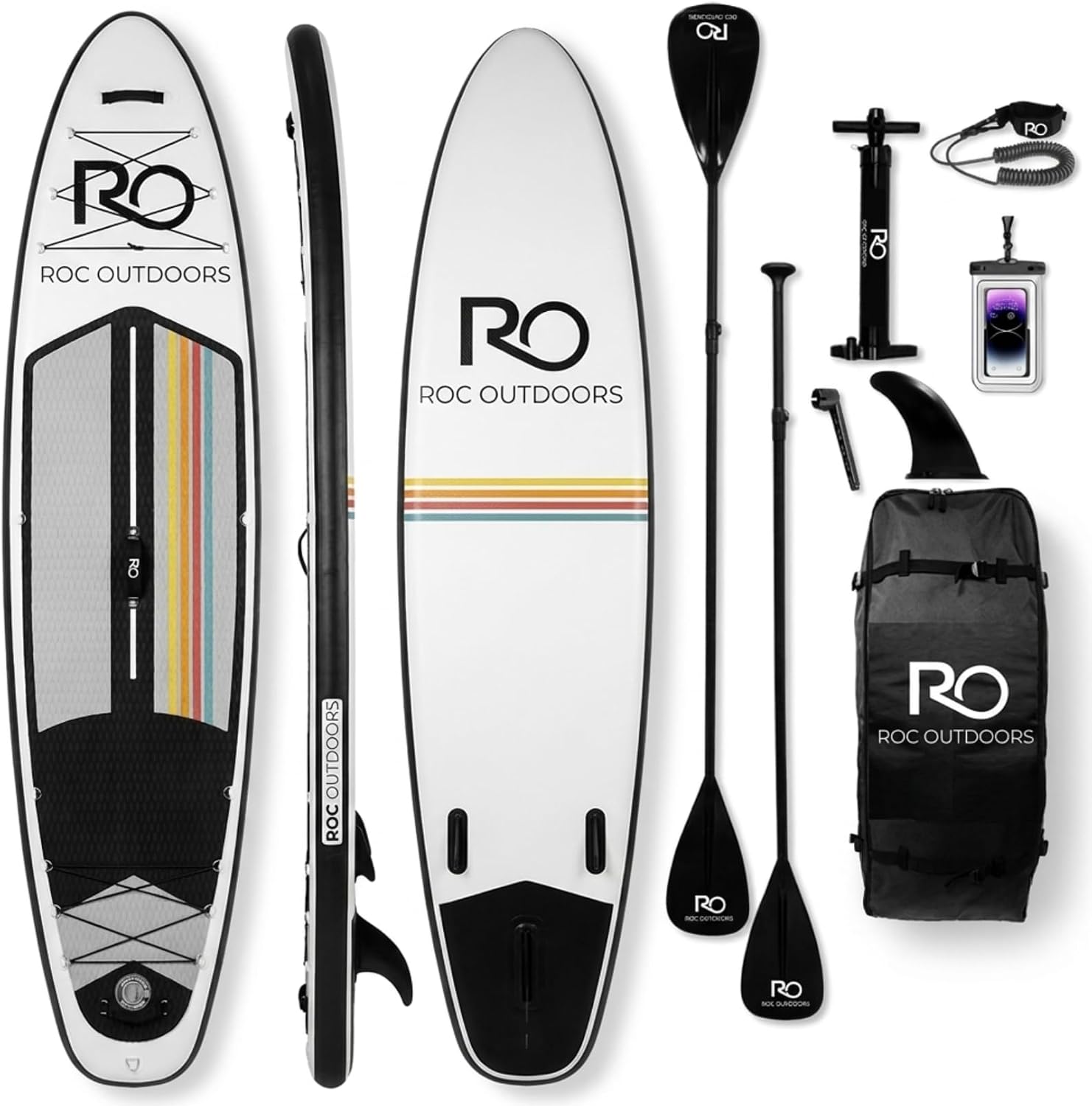 Roc Inflatable Stand Up Paddle Board 10' 6' with Premium SUP Paddle Board Accessories, Wide Stable Design, Non-Slip Comfort Deck for Youth & Adults