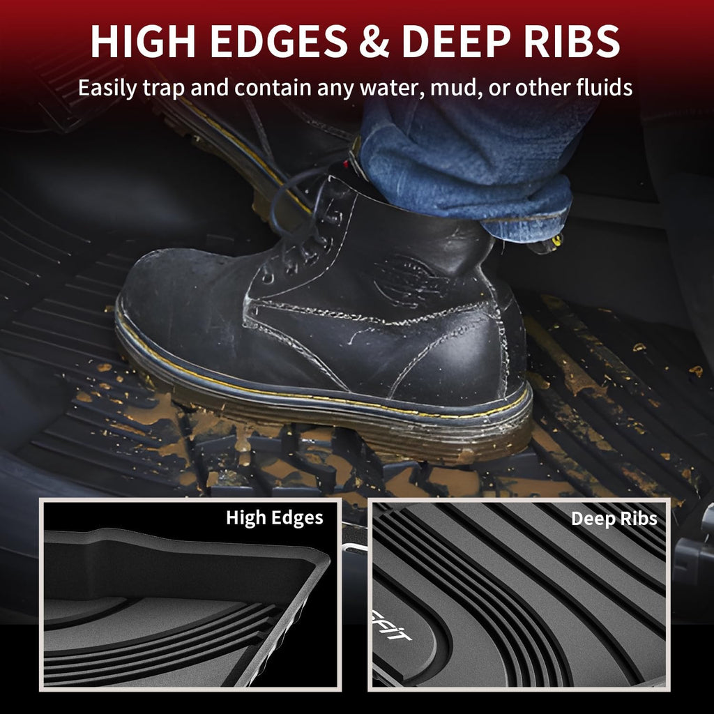 LASFIT Floor Mats for Hyundai Santa Fe 2021 2022 2023 (Only Fit Gas, Not Fit Hybrid or PHEV), All Weather TPE Custom Fit Car Floor Liners 1st & 2nd Row Mats Accessories, Black