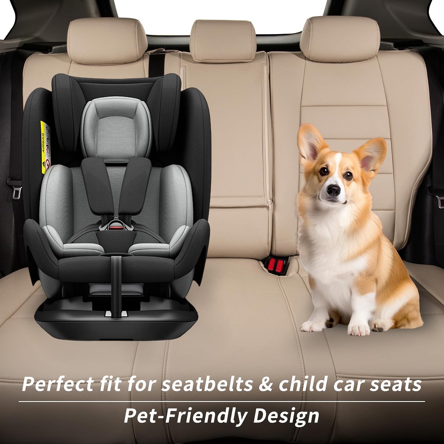 coverdream Tucson Car Seat Covers Custom Fit for 2022-2025 2026 Hyundai Tucson SEL,XRT,SE,N Line,Limited(Not fit Hybird/PHEV) SUV,Waterproof Faxu Leather Seat Protector(Full Set,Beige)