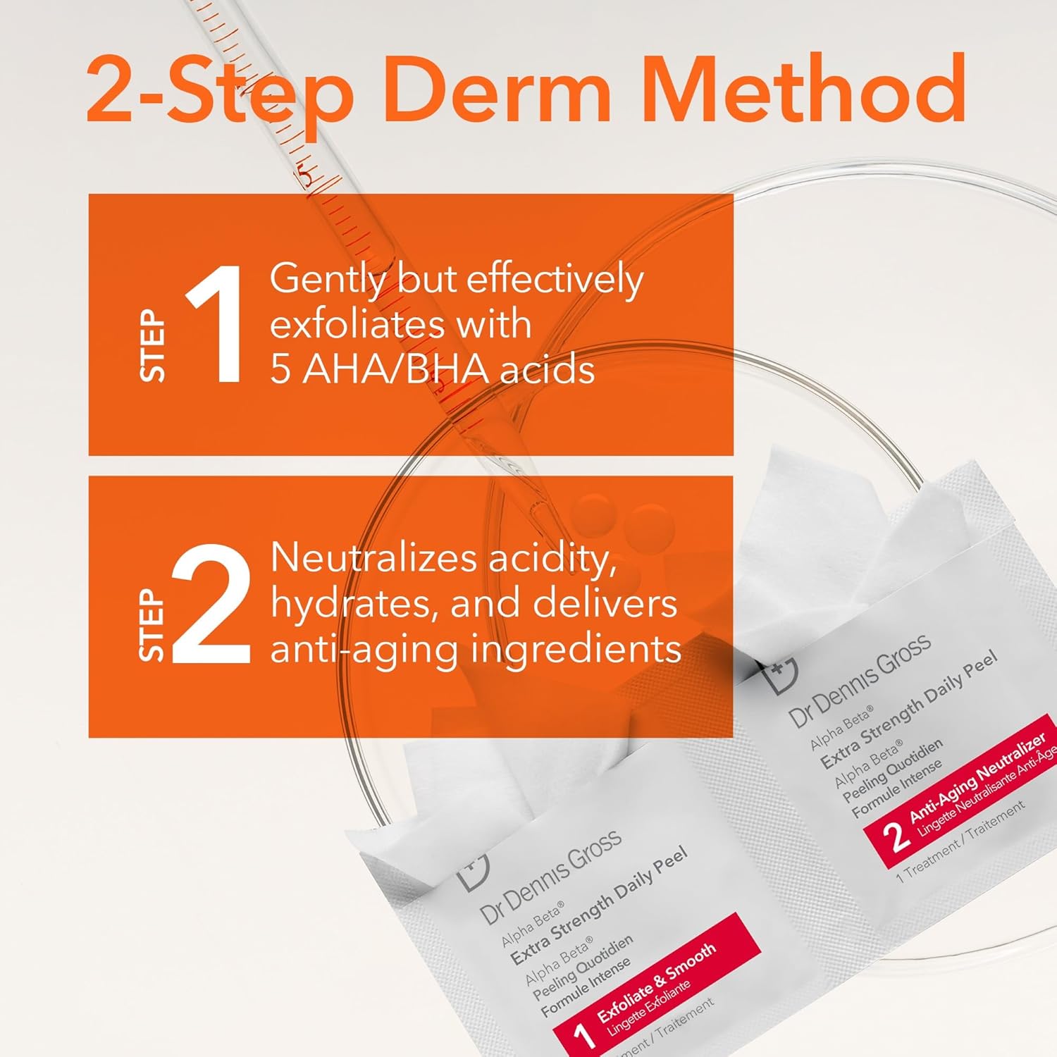Dr. Dennis Gross Alpha Beta Extra Strength Daily Peel – 2-Step Exfoliating Pads for Enhanced Anti-Aging, Smoother Skin, and Radiant Complexion, 60 Treatments
