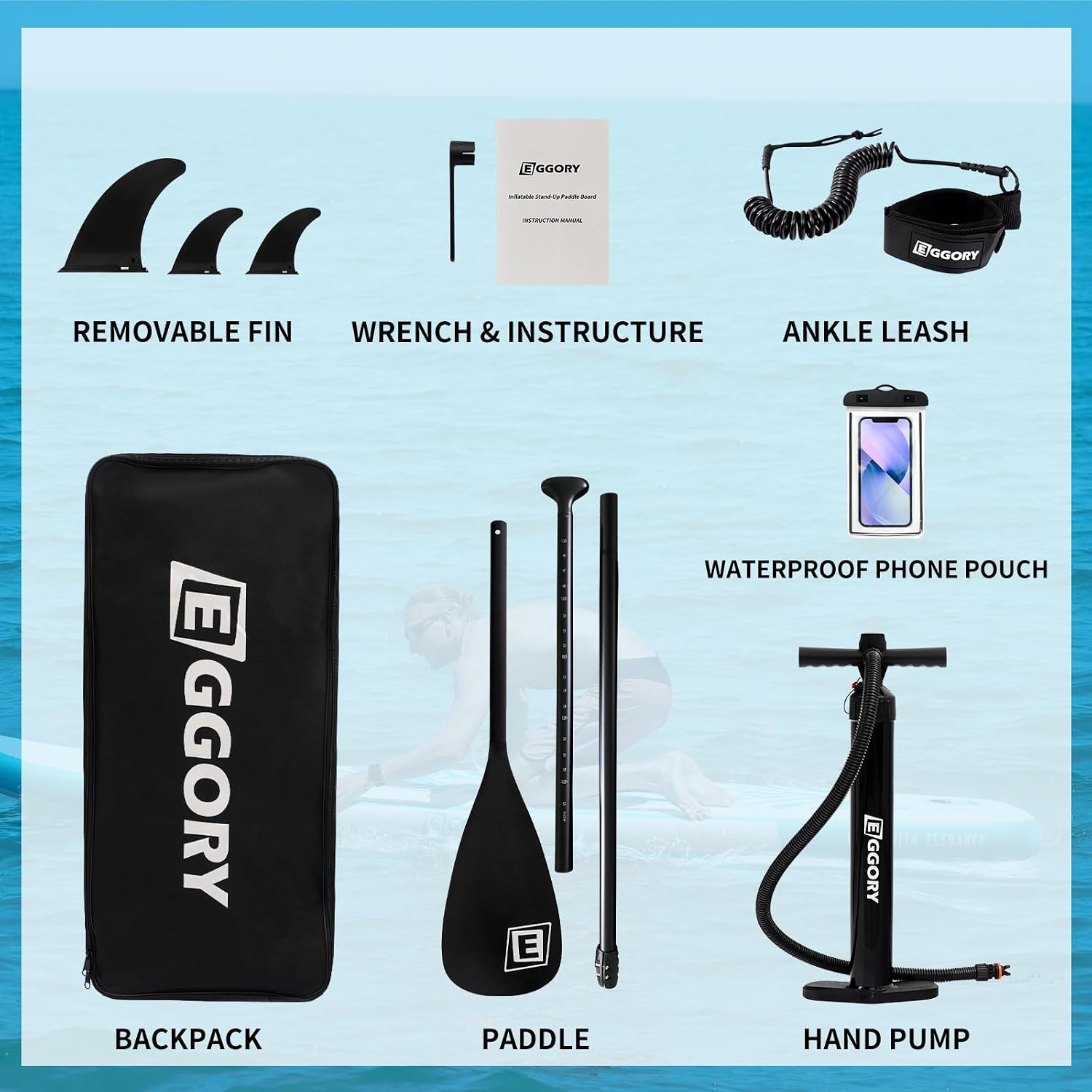 Inflatable Paddle Board,Stand Up Paddle Board Set, Extra Wide SUP Board with Removable Fin, Floating Paddle, Hand Pump, Waterproof Phone Pouch,Traveling Board