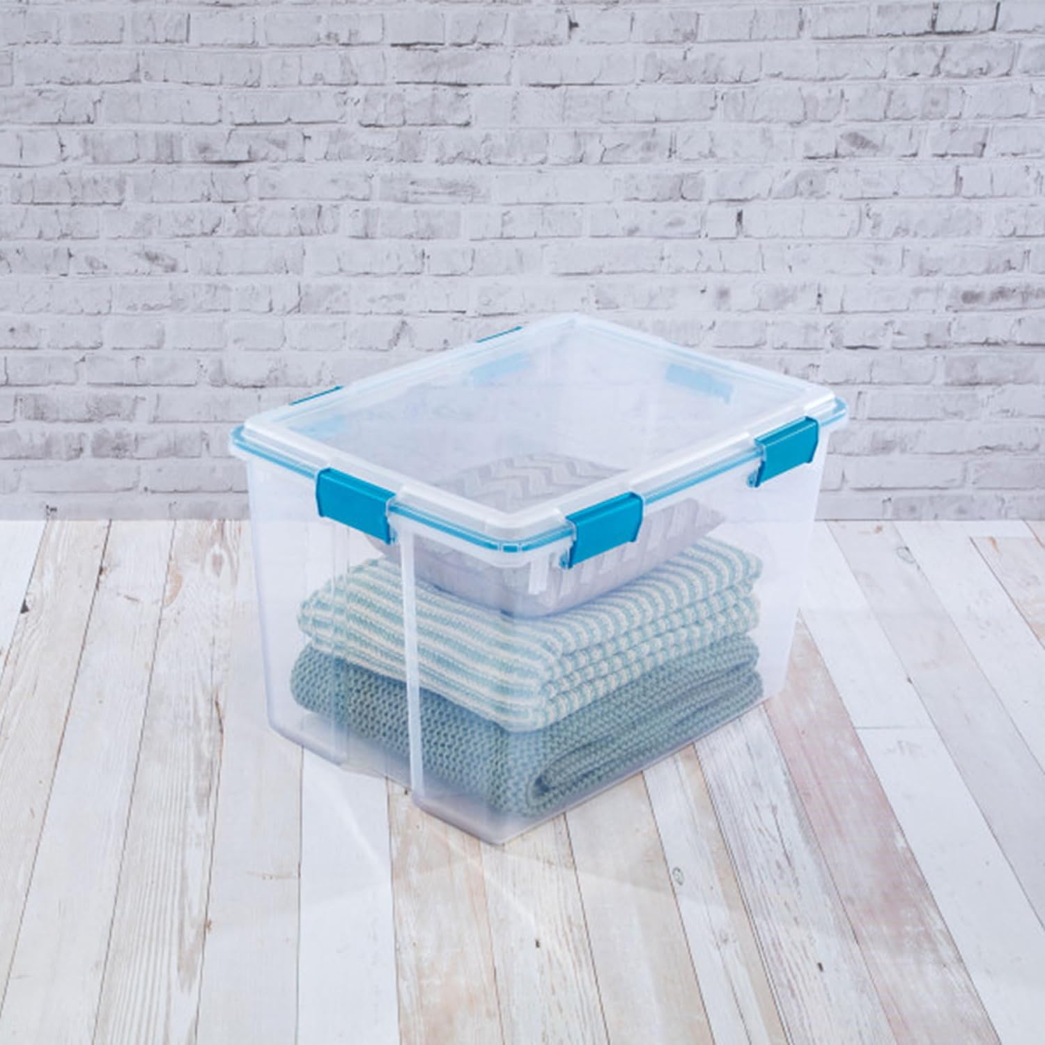 Sterilite 8-Pack Gasket Box, Weather-Resistant Storage Bins with Latching Lids, 80 Quart - Heavy-Duty Organizing Containers for Closet, Bathroom, and Office