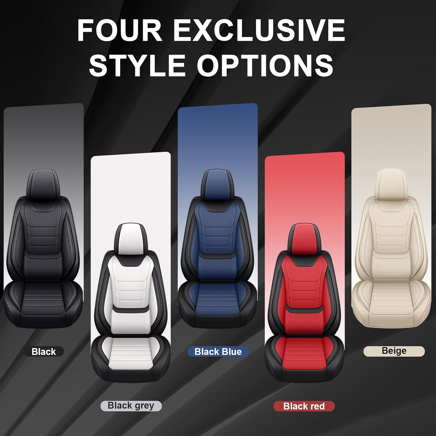 JWLK Seat Covers for Buick Envision 2016-2026, Family Seat Covers for Cars, Non-Slip, Airbag Compatible Vehicle Cushion, Waterproof & Easy-Clean(Standard 5 Seats, Black Blue)