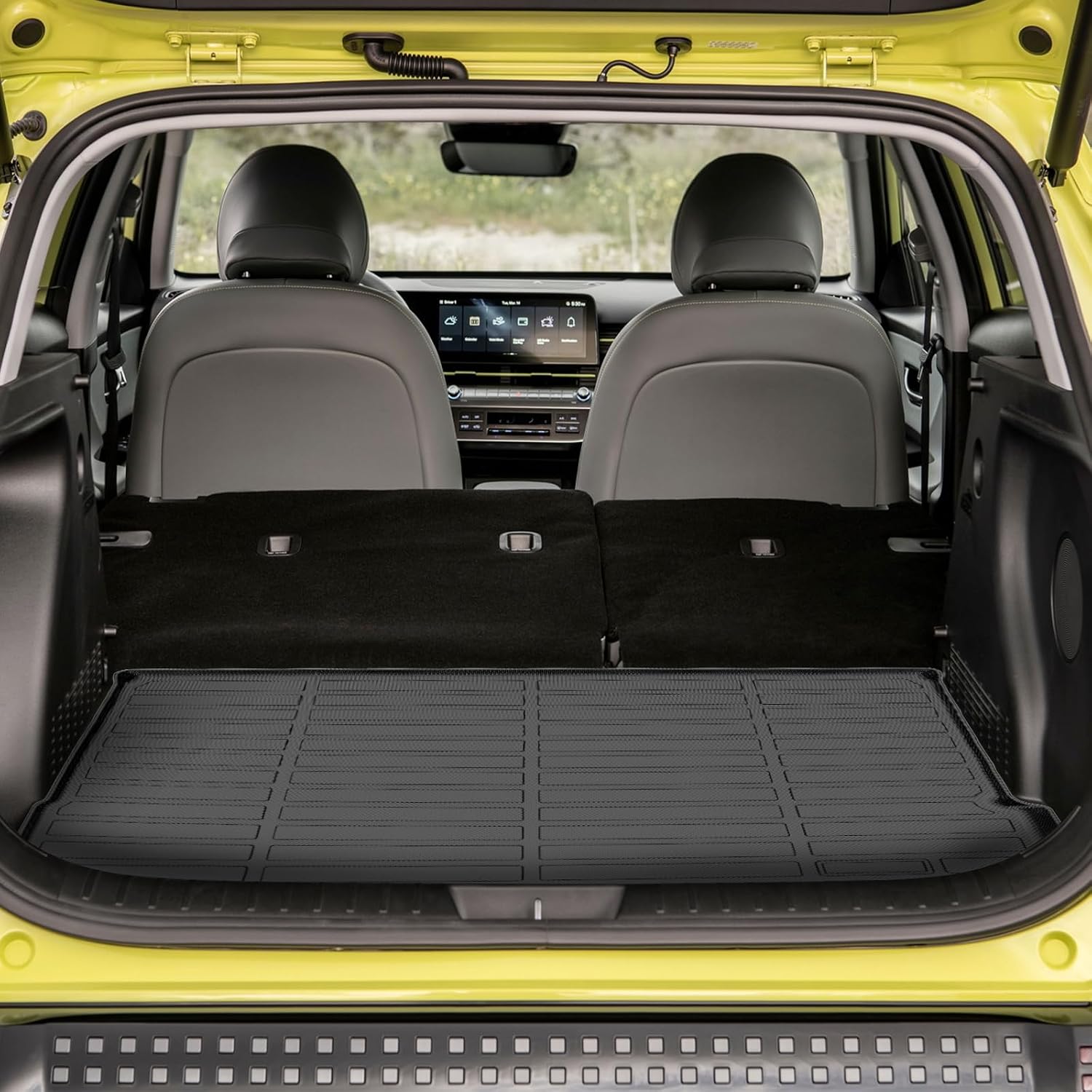 GINOWY-Floor Mats & Cargo Liner for Hyundai Kona 2024 2025 2026(Except EV Version), for SEL/SE/N Line/Limited, TPE All Weather Car Mats Rubber Liners Kona Accessories Trunk Mat
