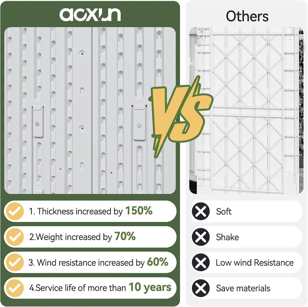 AOXUN Horizontal Storage Sheds 21 Cu.ft, HDPE Outdoor Storage Box 160 Gallon, Waterproof Lockable Resin Deck Box with Spring-Assisted Lid, Patio Storage for Garden, Pool, Cushions, Tools, White