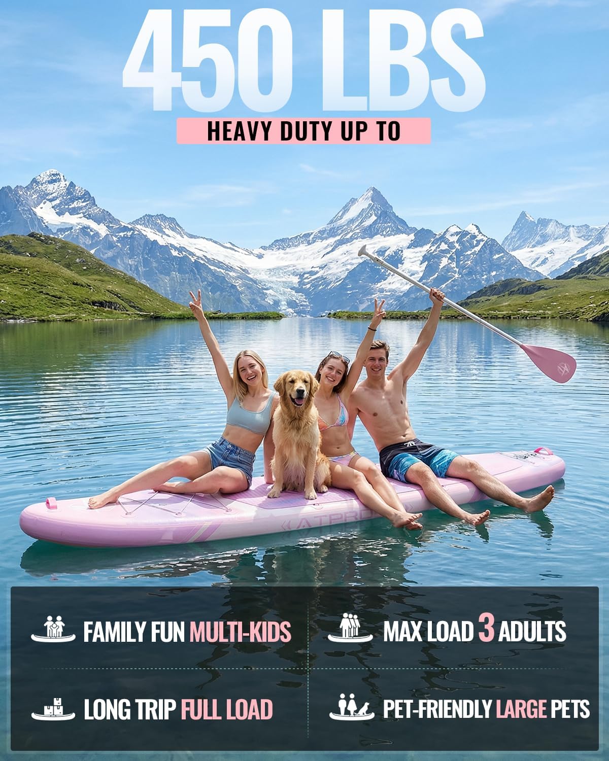 11'6'x35' Inflatable Paddle Board, 450lbs Extra Wide Stand Up Paddleboard for Adults with Premium SUP Accessories Kit & Backpack, Blow Up Kayak Non-Slip Stable Deck Boat for Yoga Fishing Surf