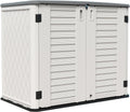 HOMSPARK Storage Shed Weather Resistance, Multi-Purpose Outdoor Storage Cabinet for Backyards and Patios, Horizontal Storage Shed for Lawnmower, Patio Accessories (White 1, Large - 26 cu.ft)