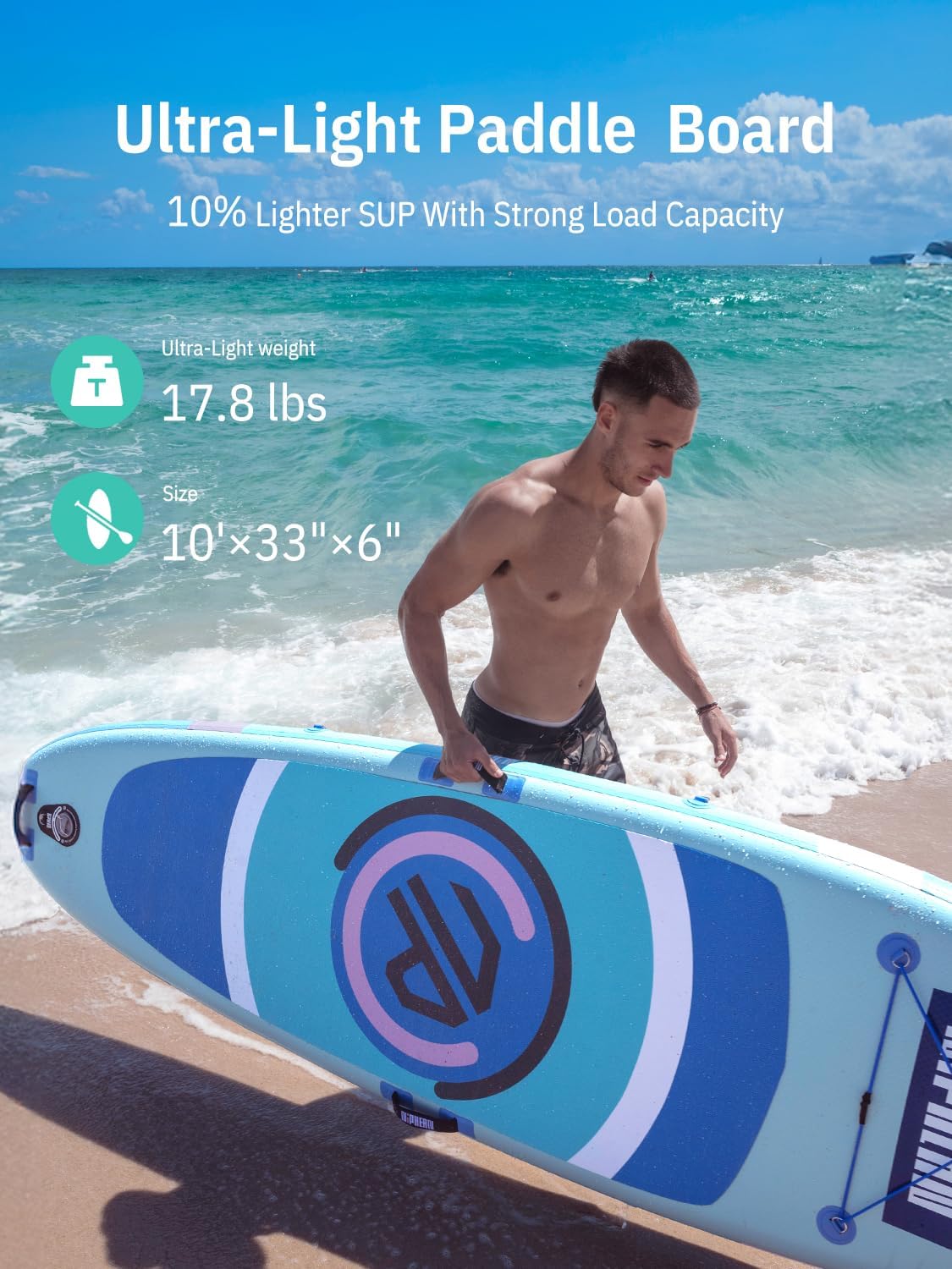 Niphean（Ultra-Light） Inflatable Paddle Board with StabilTrac Fin and Durable SUP Accessories, 10' Stand Up Paddle Boards for Adults & Youth, Versatile Yoga Paddle Board, Gift Ideas