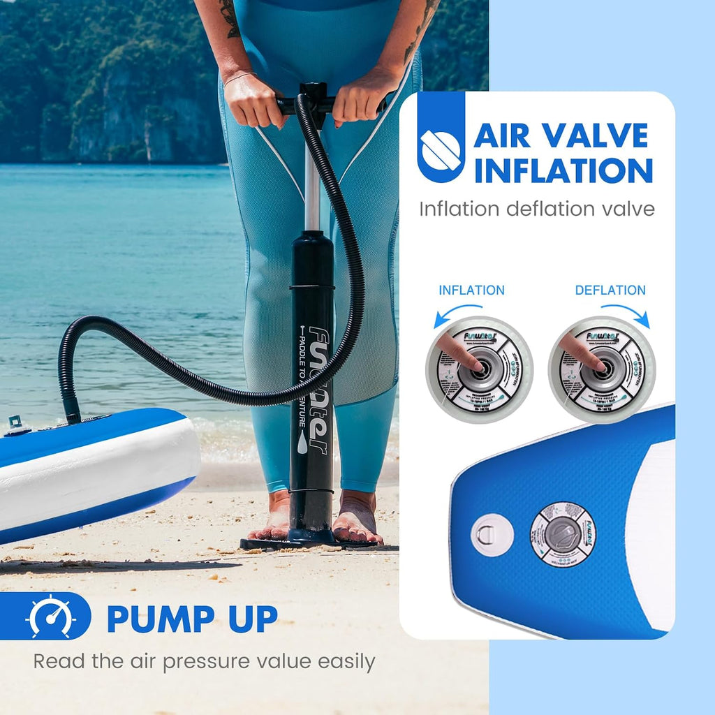 FunWater 8'/10'/10'6'/11'6' Inflatable Stand Up Paddle Board with Premium SUP Paddleboard Accessories, Wide Stable Anti-Slip EVA Deck,Paddle Boards for Adults & Youth of All Skill Levels