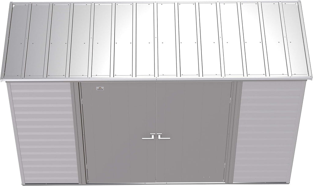 Arrow Select 10' x 4' Outdoor Lockable Steel Storage Shed Building, Flute Grey