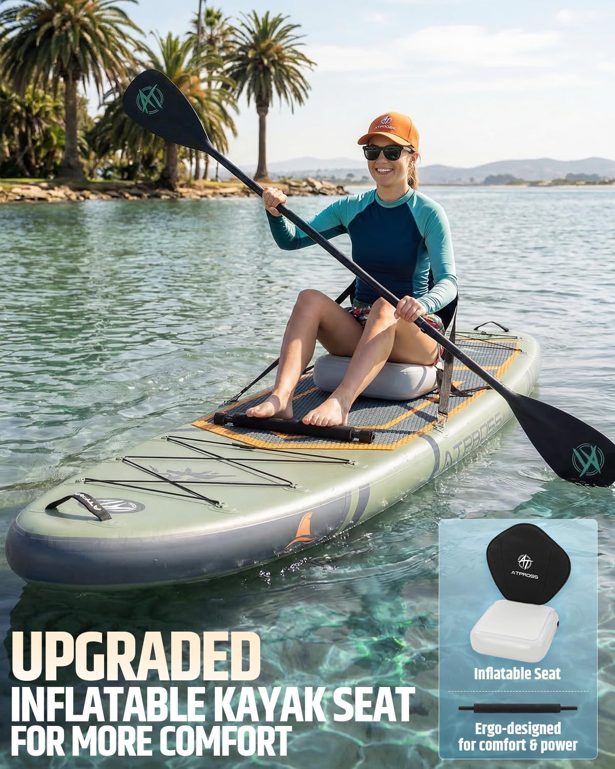 12'x36 Inflatable Paddle Board, 500lbs Extra Wide Stand Up Paddleboard for Adults with Premium SUP Accessories Kit & Backpack, Blow Up Kayak Non-Slip Stable Deck Boat for Yoga Fishing Surf