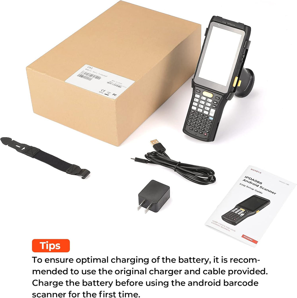 MUNBYN 2026 Android 13 Barcode Scanner PDA083, Equip with Zebra Mid Range 4750MR Scanner, Inventory Handheld PDA with Pistol Grip, 1D/2D/QR Code for Warehouse Logistics