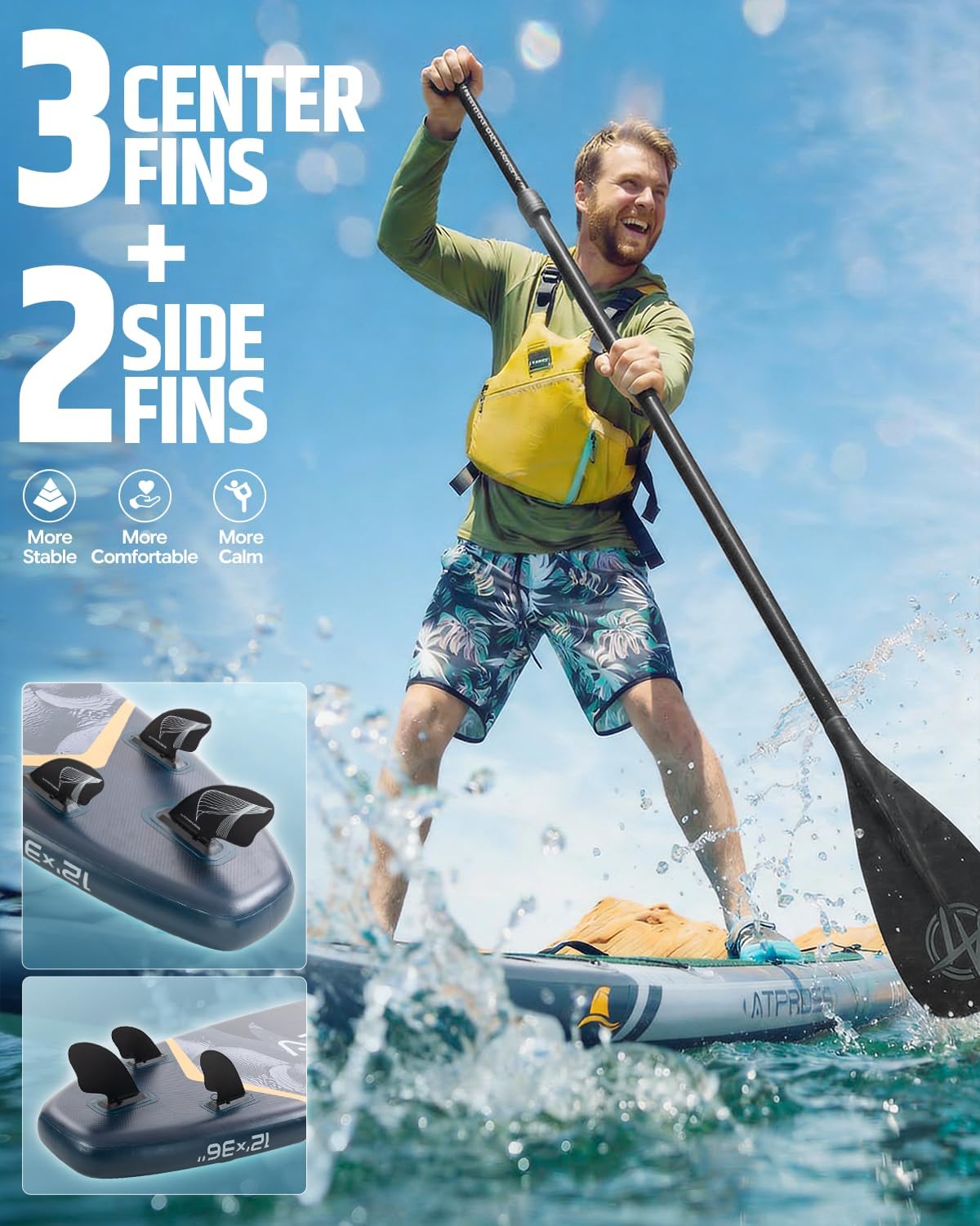 12'x36 Inflatable Paddle Board, 500lbs Extra Wide Stand Up Paddleboard for Adults with Premium SUP Accessories Kit & Backpack, Blow Up Kayak Non-Slip Stable Deck Boat for Yoga Fishing Surf