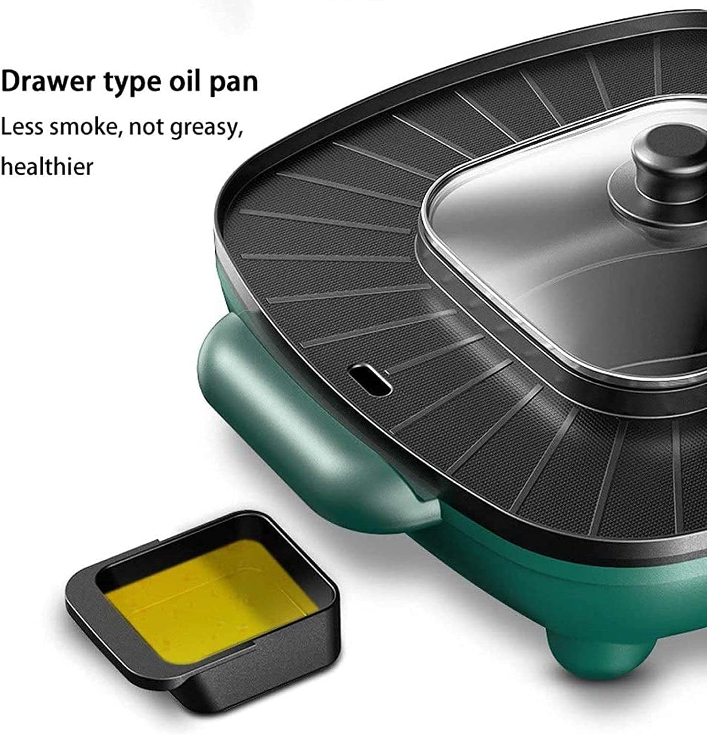Electric BBQ Grill Indoor Hot Pot Grilling Integrated Pot Independent Temperature Control Fast Heating Electric Pot Household Smokeless Non-stick Electric Oven