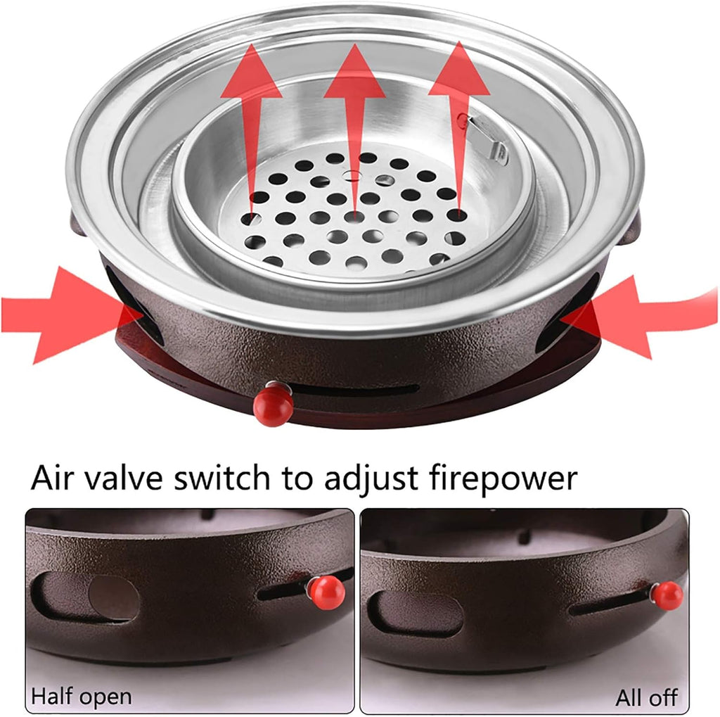 BBQ Barbeque Barbecue Grill, BBQ, Large Cast Iron Barbecue Meat Stove, Korean Household Charcoal Grill, Maifan Stone Baking Pan, Indoor Outdoor (Color : A)