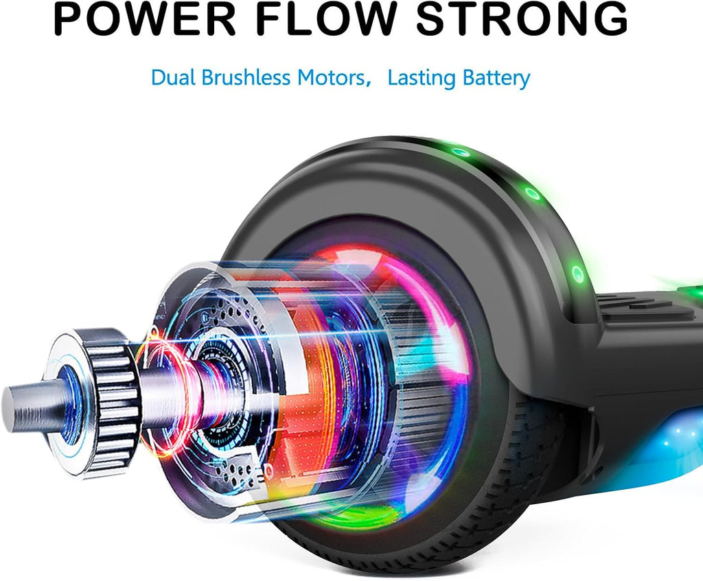 LIEAGLE Hoverboard, 6.5' Self Balancing Scooter Hover Board with Bluetooth Wheels LED Lights for Kids Adults