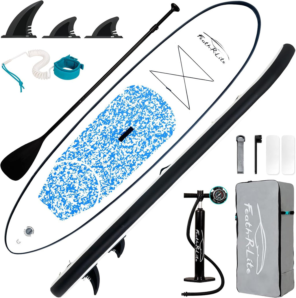 FEATH-R-LITE Inflatable Ultra-Light 10'×30''/10'6''×33'' Stand Up Paddle Board for All Skill Levels with Premium SUP Paddleboard Accessories,Non-Slip Comfort Deck for Youth & Adults
