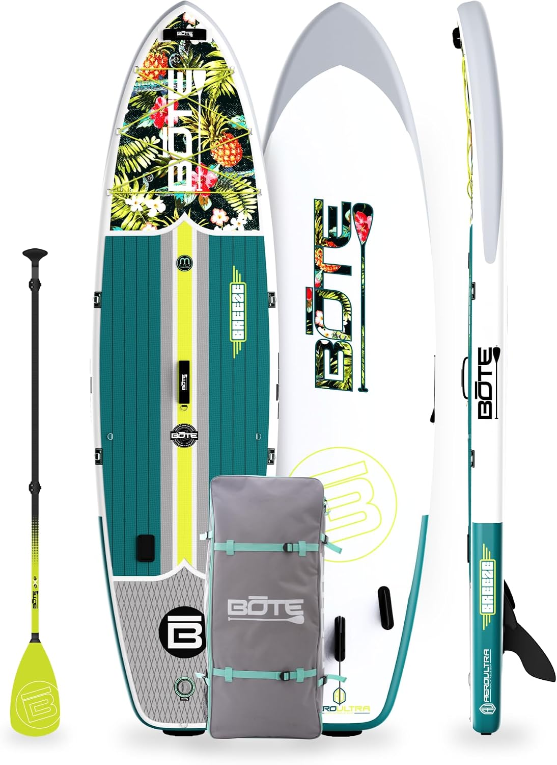 BOTE 10' FT 6' Breeze Aero Inflatable Stand Up Paddle Board, MAGNEPod Compatible Blow Up iSUP Great for Adults Kids Family Travel Friendly Multiple Sizes Color Options