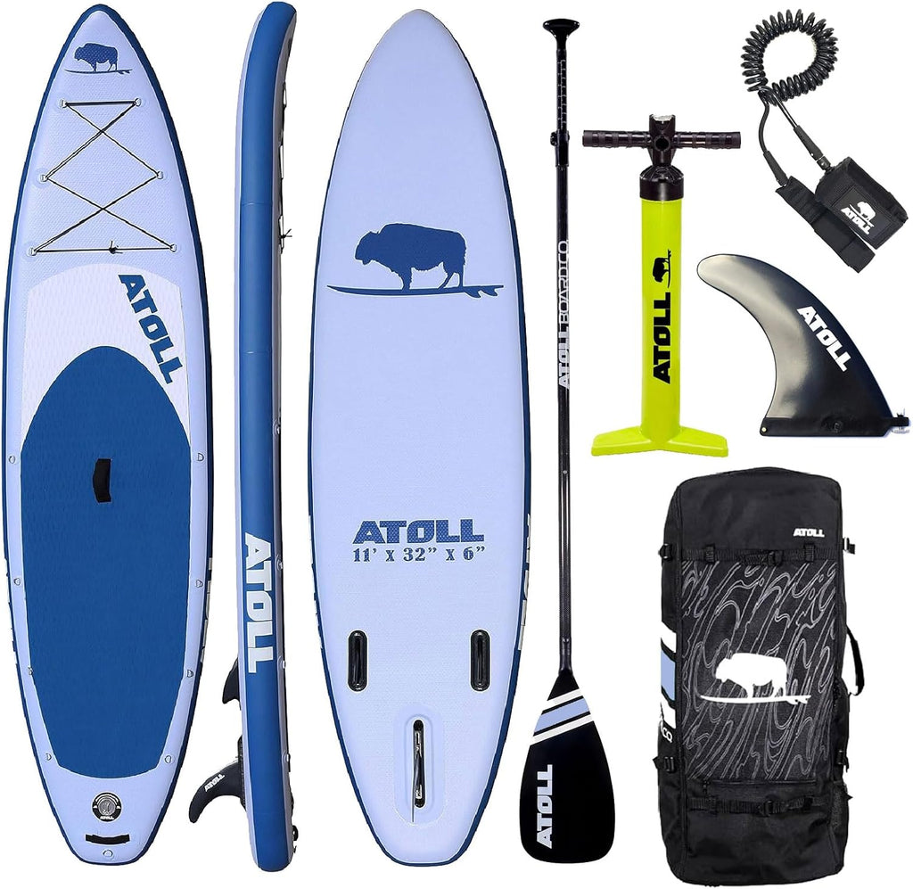 Atoll Inflatable Paddle Board with Premium SUP Stand Up Paddle Board Accessories & Back Pack, Non-Slip Comfort Deck for Unisex Adult