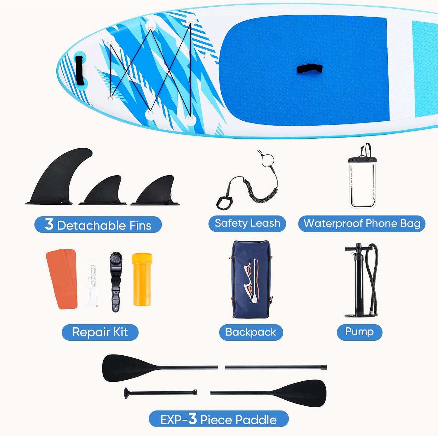 DUMOS Inflatable Stand Up Paddle Board, 10.5'×33'' Paddle Boards with Non-Slip Deck, Durable Advanced Material and Complete SUP Accessories for All Skill Levels