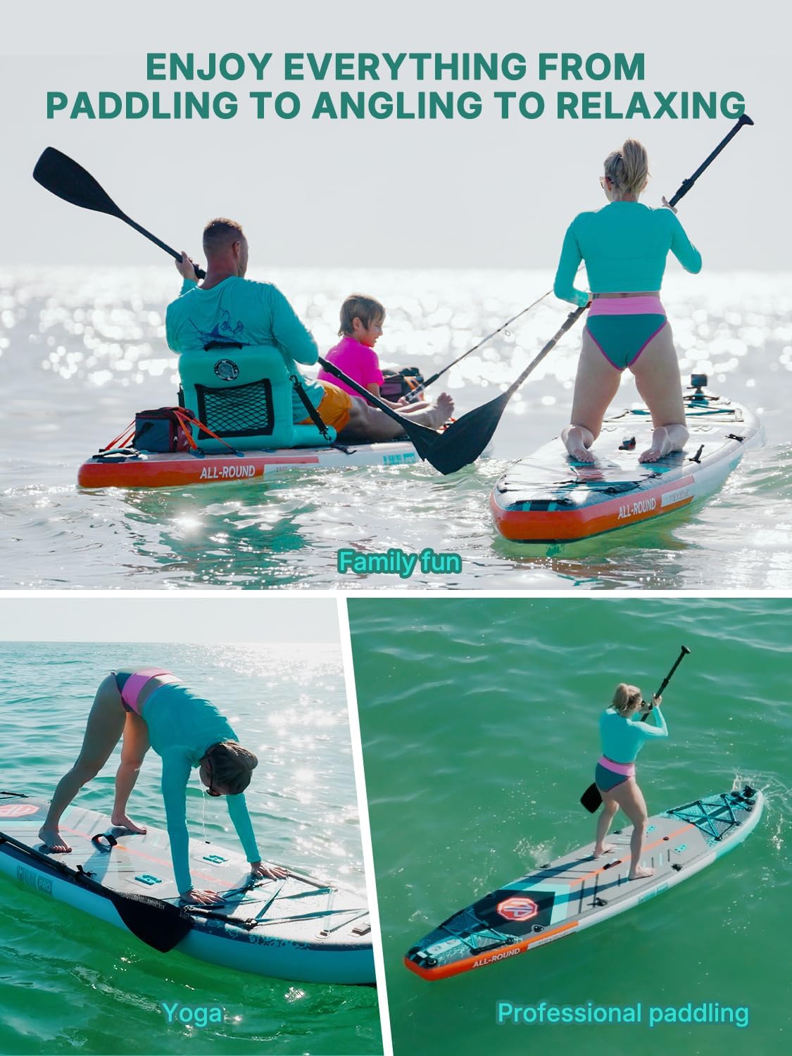 Niphean PRO (Extra Large) Inflatable Paddle Board with Seat, 11'6'/12'6' Stand Up Paddle Board with Pressure Gauge, StabilTrac Fin, Upgraded All-Round/Touring SUP for Adult Adventures, 2+1 Person