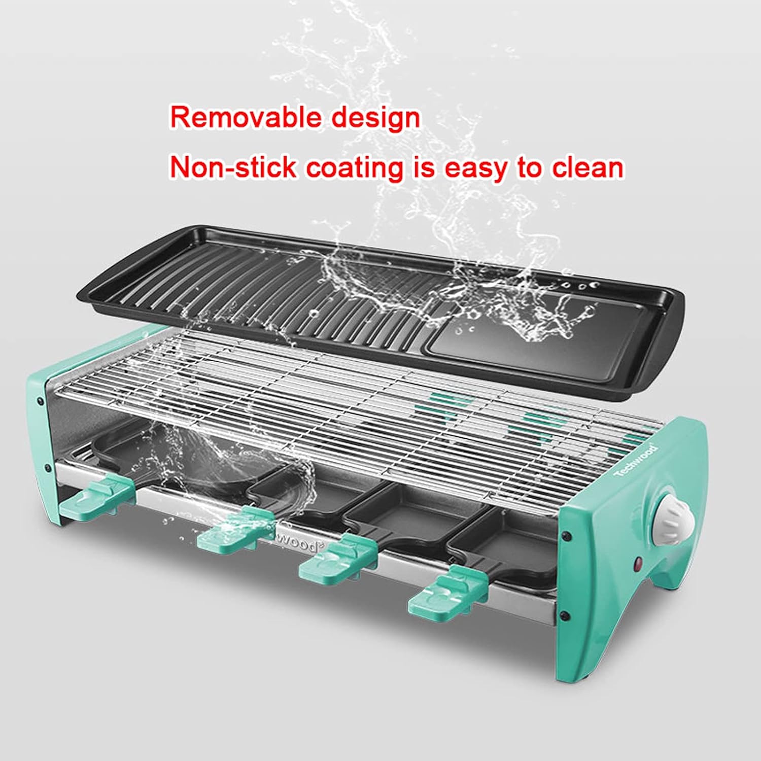 Grill for Outdoor Portable 2 in 1 Korean BBQ Grill Electric Indoor Adjustable Temperature Searing Grill with Non-Stick Bakeware and 6 Paddles Easy-to-Clean Suitable for 1-8 People Barbecue Grill
