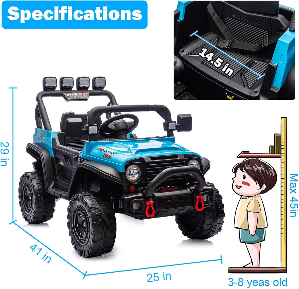 RunFast 24v Kids Ride on Car with Parent Remote Control,Electric Ride on Toys for Kids 3-5,3.7mph Max Speed,Battery Powered,Large Seat with Safety Belt,Aux Port,Gift for Boy&Girl(Blue, 24V)