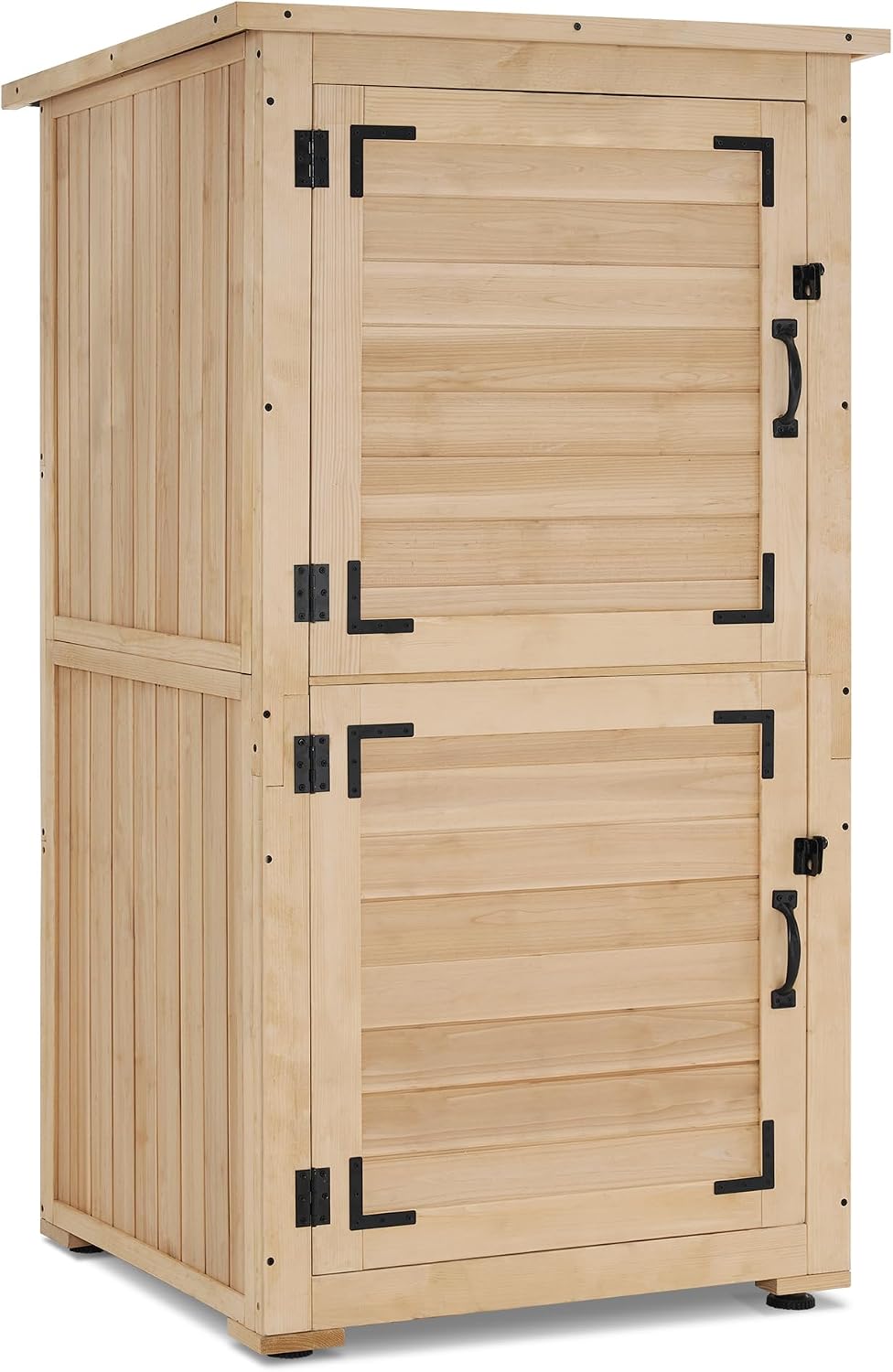 MCombo 30' Deep Wood Sheds & Outdoor Storage, Outside Garden Tool Cabinet Shed with Removable Shelf, Outdoor Storage Cabinet Shed Waterproof for Patio 0786 (Natural)